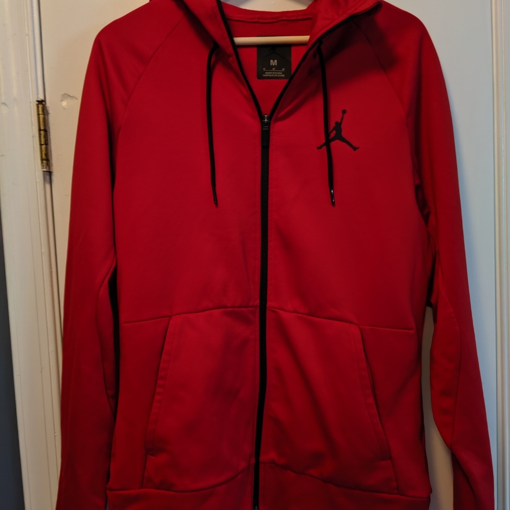Jordan Thermafit Hoodie-mens size medium- Red 8086